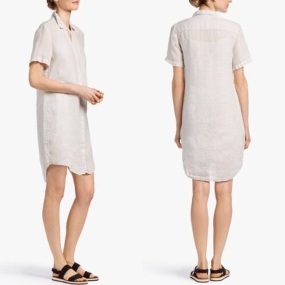 James Perse Dresses & Skirts - James Perse Lightweight Linen Short Sleeve Button Shirt Dress Tan Size 2 H13387